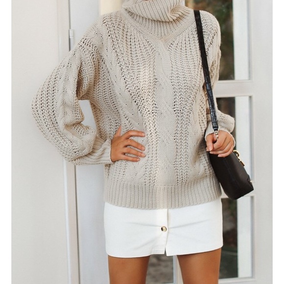 Cable Knit Turtle Neck Lela Sweater - Picture 2 of 4